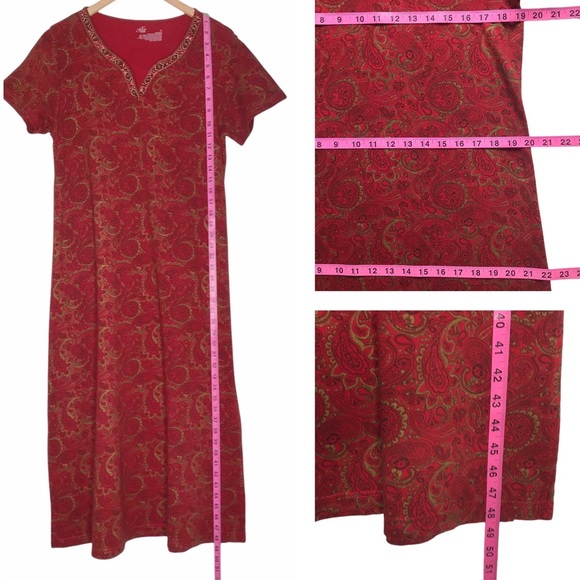 Beaded Paisley Boho Maxi Dress Size S Bohemian Long Patio Casuals by Cabernet - Picture 12 of 16